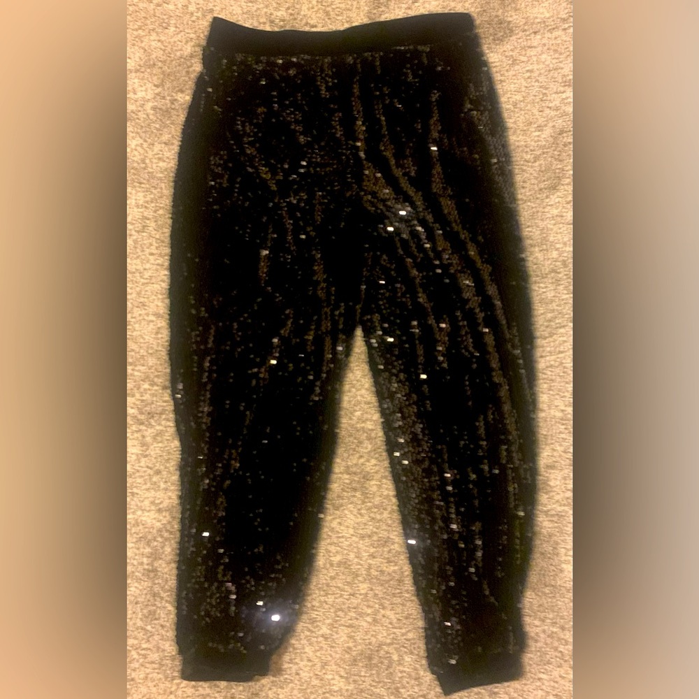 High Waist Black Sequin Glitter Pants